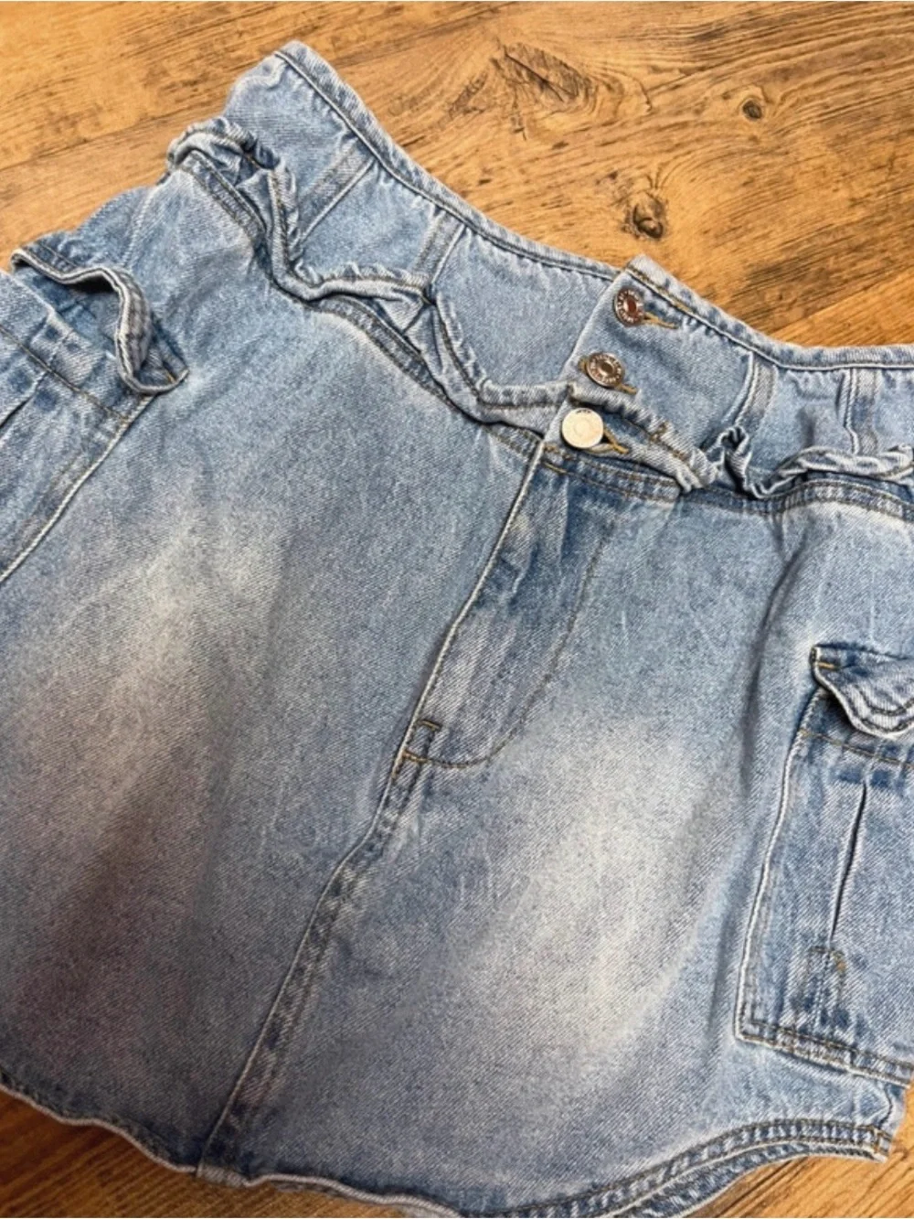 Forever 21 Light Blue Denim Mini Skirt with Cargo Pockets